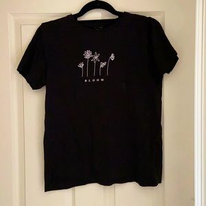 black tee with flower print